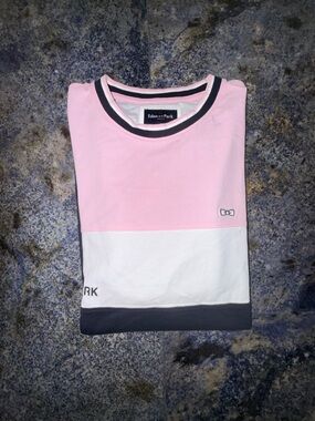 Eden Park Colorblock Crewneck T-Shirt - Pink/White/Navy Men’s Medium